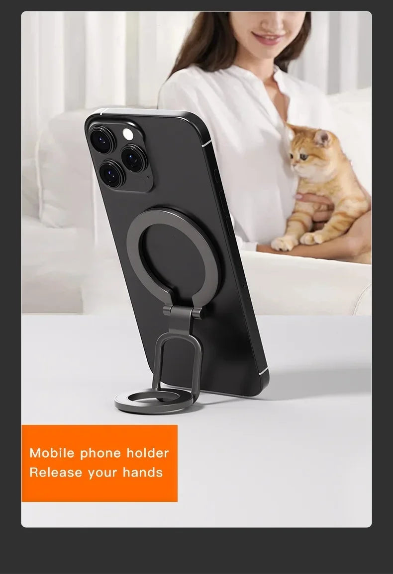 2-in-1 Magnetic Phone Stand – 360° Rotating Car Mount for MagSafe Compatible Devices