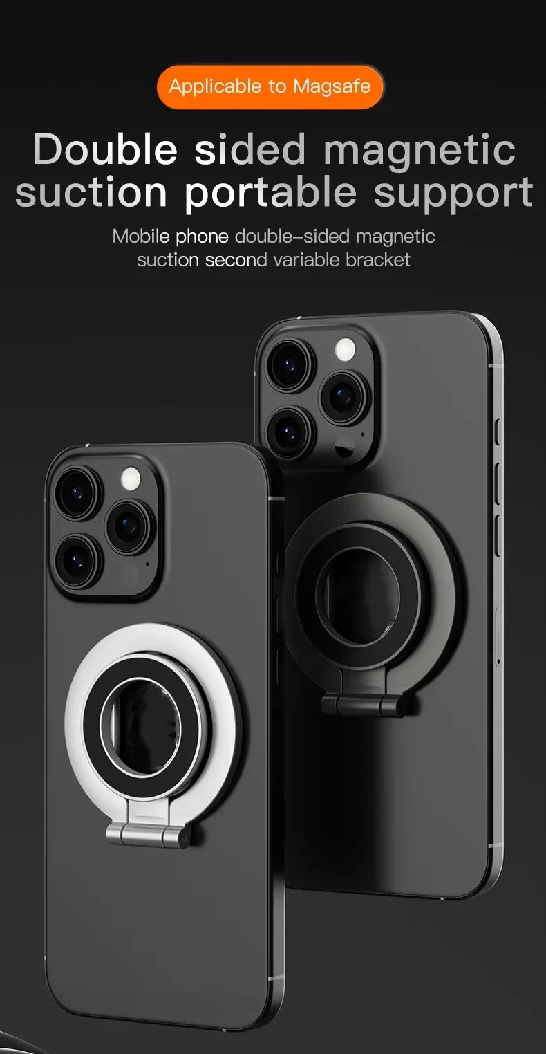 2-in-1 Magnetic Phone Stand – 360° Rotating Car Mount for MagSafe Compatible Devices